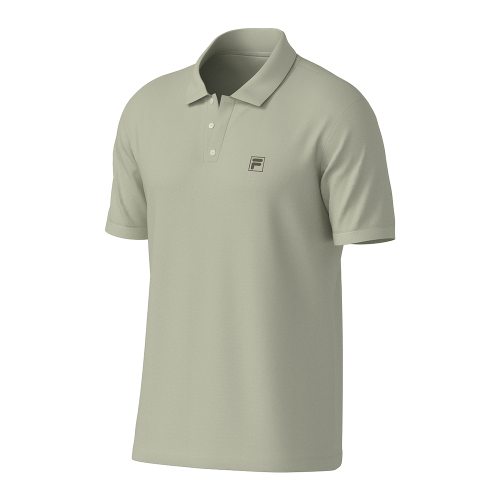 Camiseta polo masculina verde Fila vista frontal com mangas raglan
